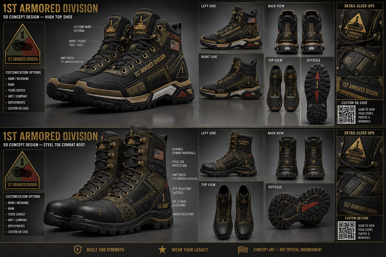 1st Armored Division footwear concept