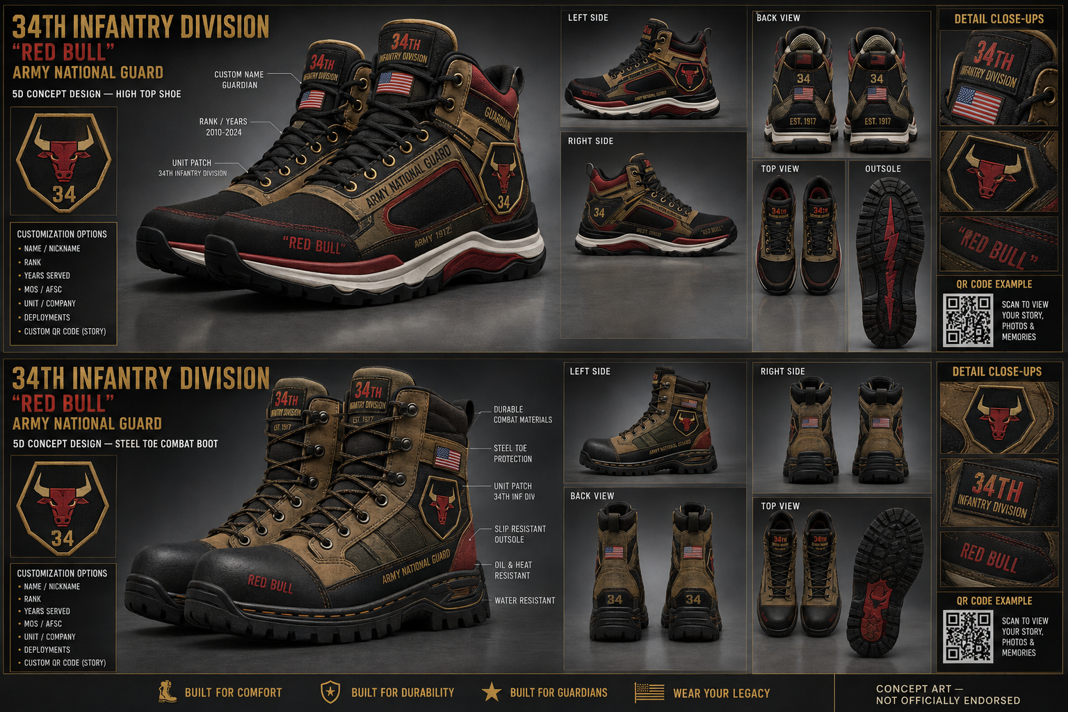 34th Infantry Division footwear concept