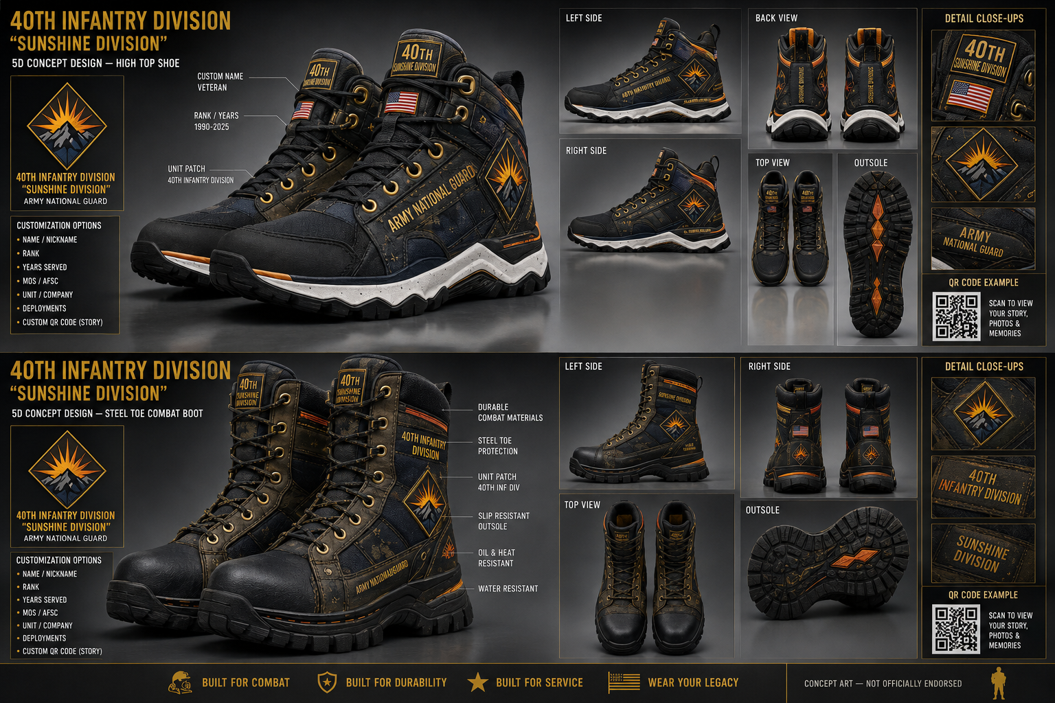 40th Infantry Division footwear concept