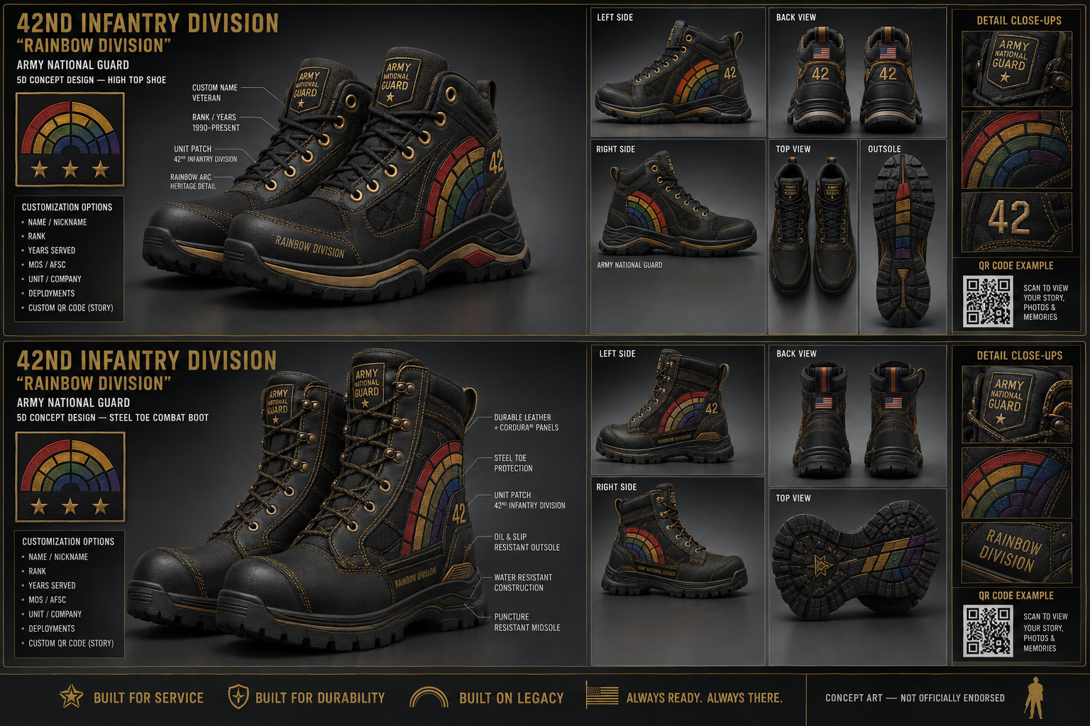 42nd Infantry Division footwear concept
