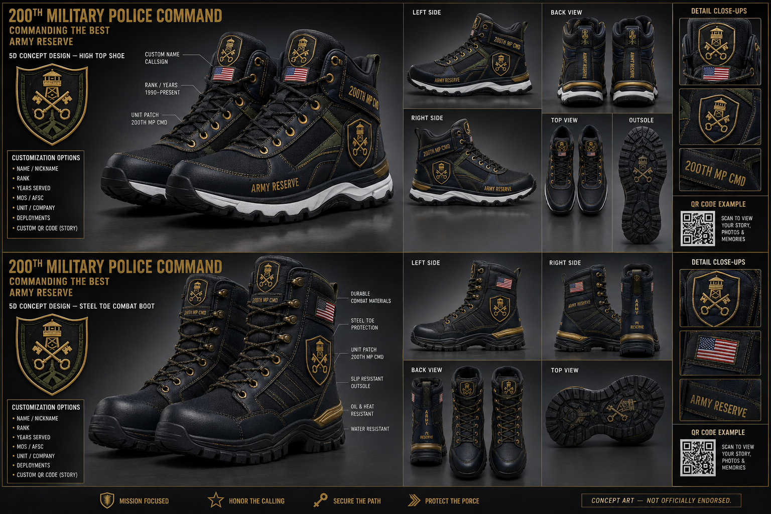 200th Military Police Command footwear concept